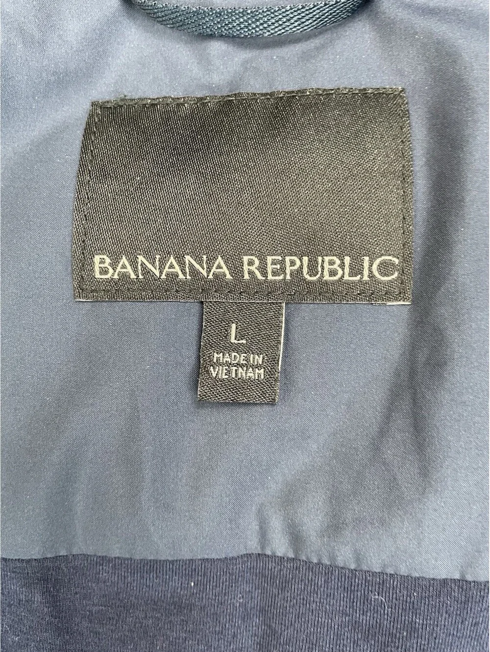 Banana Republic Mens Modular Quilted Puffer Vest Navy Blue Full Zip Pockets L